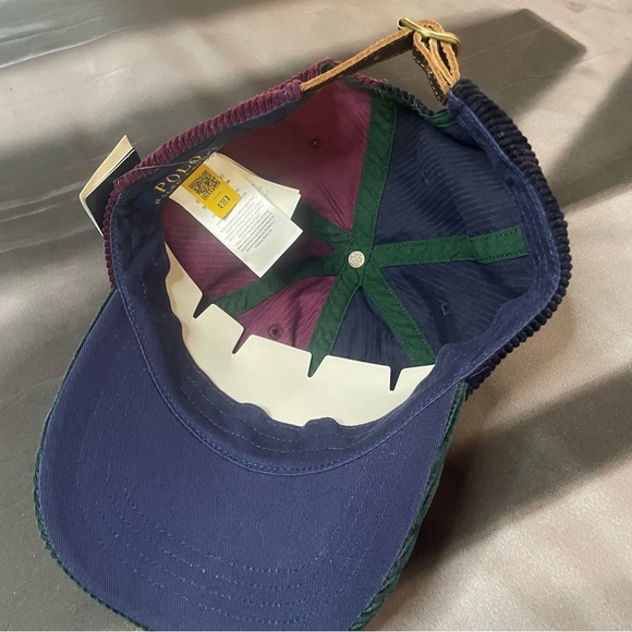 Polo Ralph Lauren Corduroy Ball Cap Colorblocked Adjustable Leather Strap NWT - Picture 4 of 7